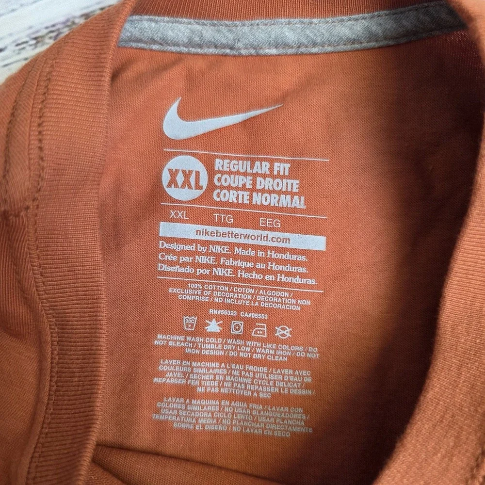 Nike Texas Longhorns Regular Fit‎ Mens XXL Orange T-Shirt Cotton Hook Em Horns